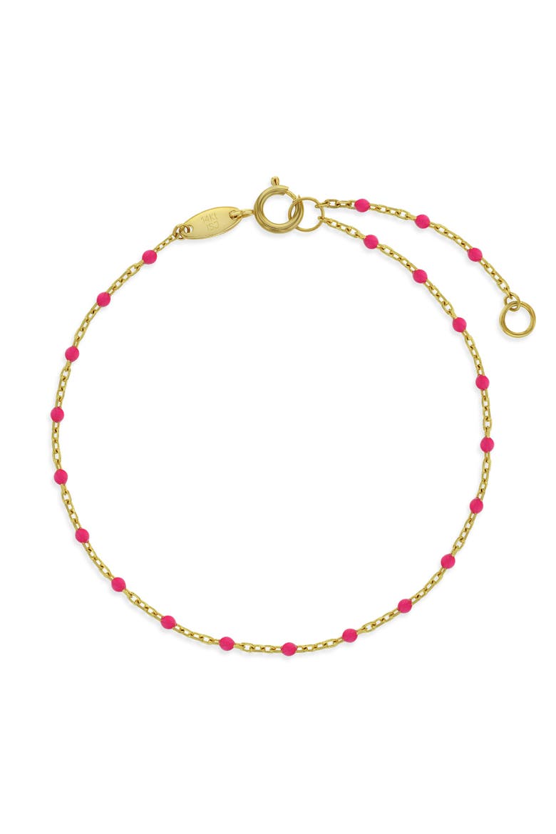 14k Enamel Satellite Girls Bracelet, Main, color, Hot Pink