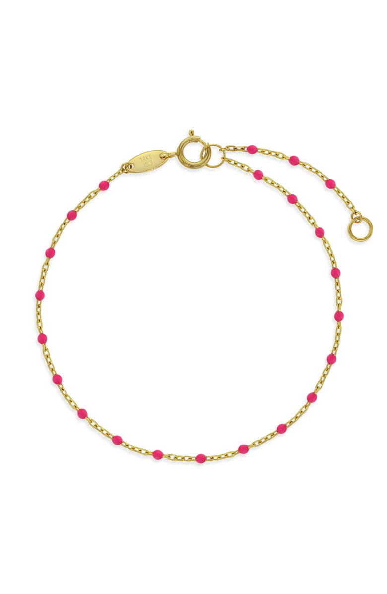 In Season Jewelry 14k Enamel Satellite Girls Bracelet, Main, color, Hot Pink