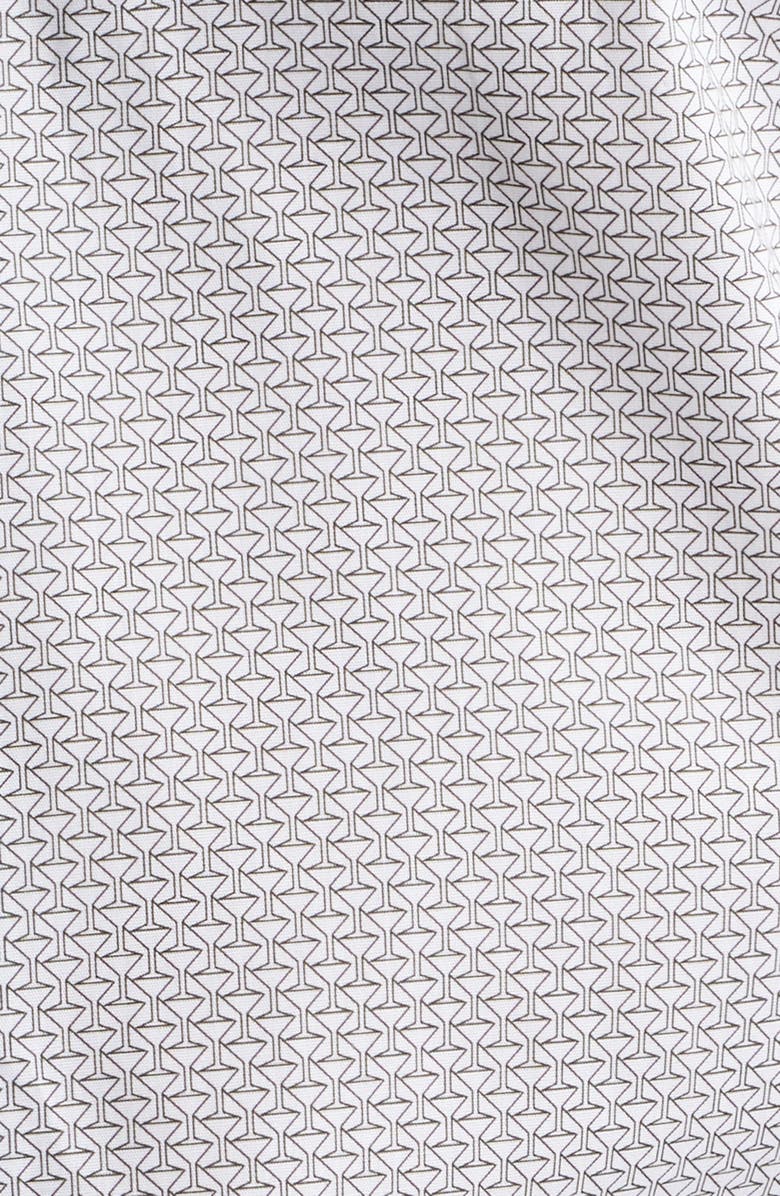 BOSS Hank Slim Fit Martini Print Stretch Cotton Dress Shirt, Alternate, color, White
