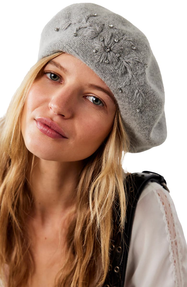 SAACHI Faux Pearl Embellished Beret, Alternate, color,