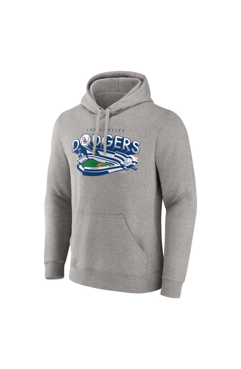 FANATICS Men's Fanatics Branded Gray Los Angeles Dodgers Hometown Collection Heater Fitted Pullover Hoodie, Alternate, color, 
