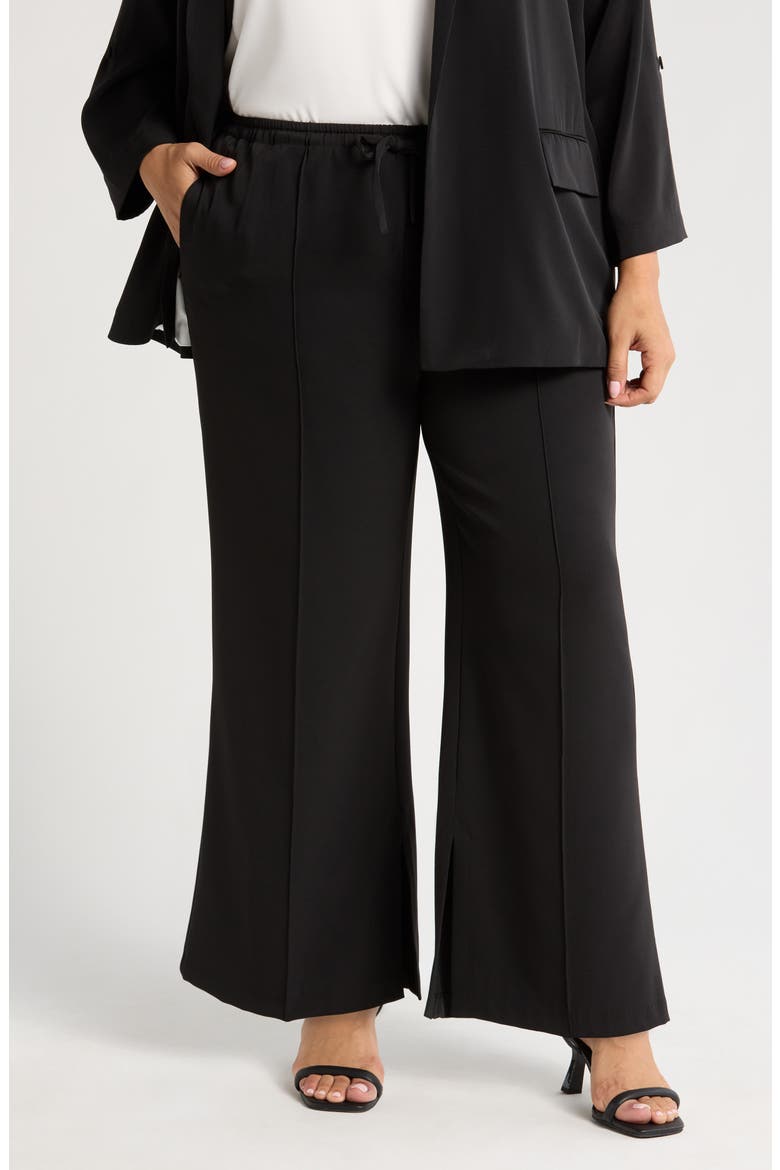 Genevieve Drawstring Wide Leg Pants, Main, color, BLACK