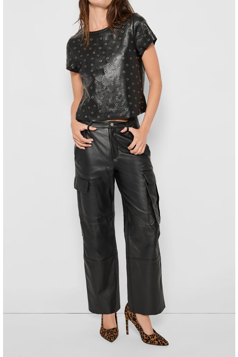 Jude Recycled Leather Tee, Alternate, color, Black