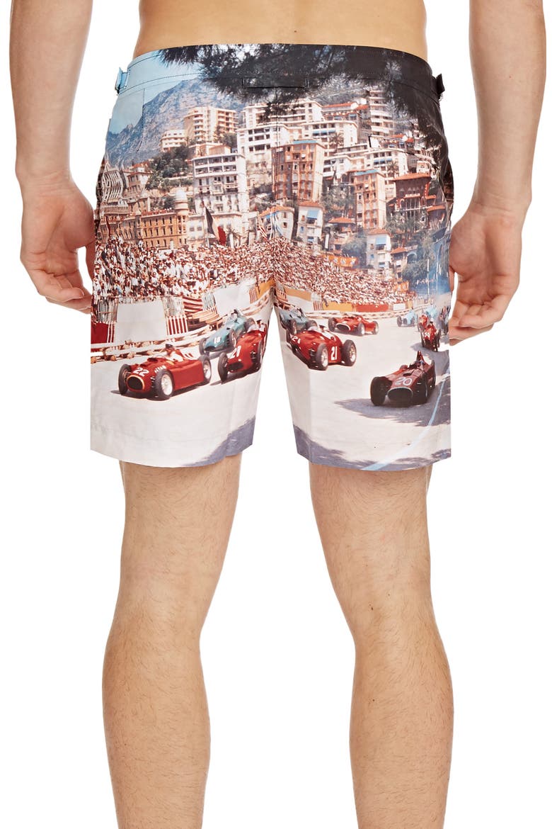 Bulldog Photographic Swim Trunks, Alternate, color, START YOUR ENGINES