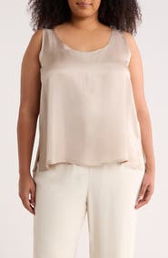 Eileen Fisher Scoop Neck Satin Tank