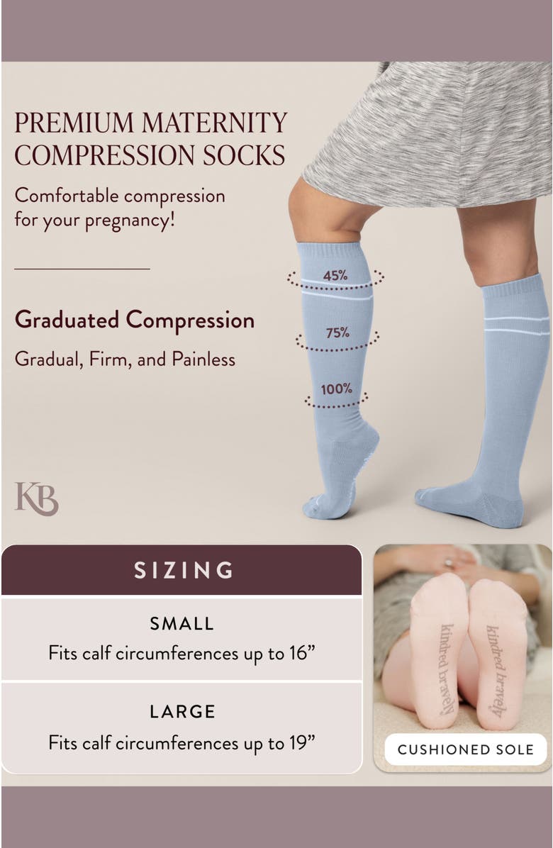 Kindred Bravely Premium Maternity Compression Socks, Alternate, color, Stone Blue & Black