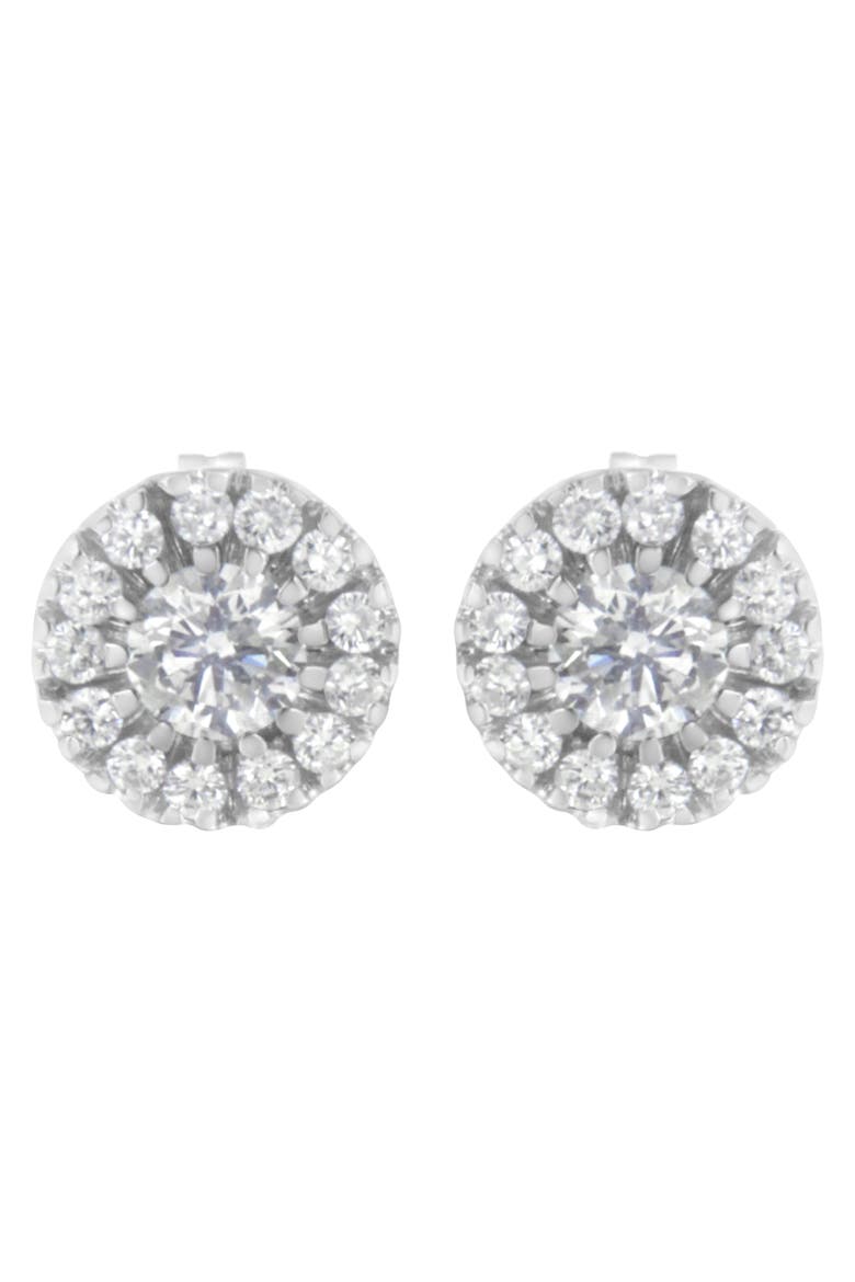 14k White Gold 1 cttw Diamond Halo Stud Earrings, Alternate, color, White