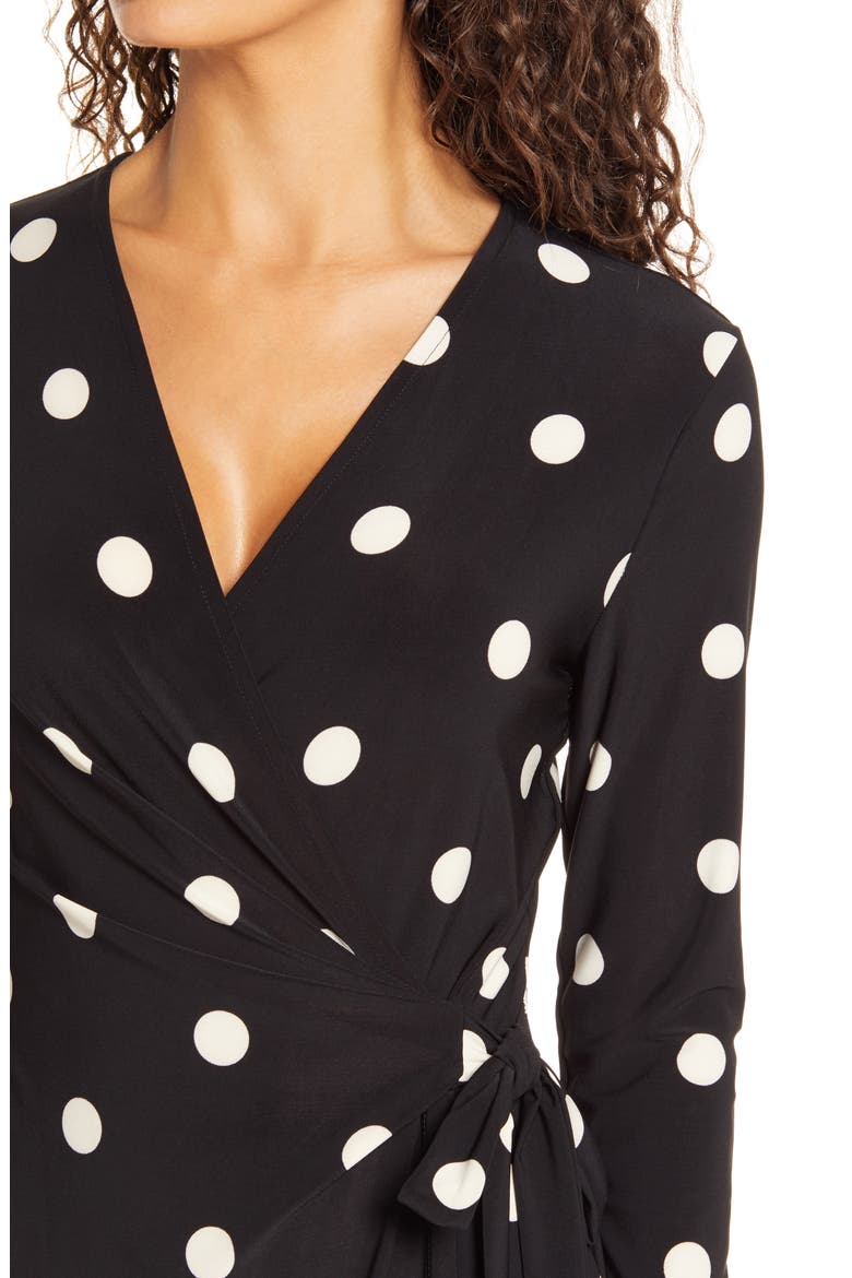 Dot Print Long Sleeve Wrap Dress, Alternate, color, ANNE BLACK/ ANNE WHITE
