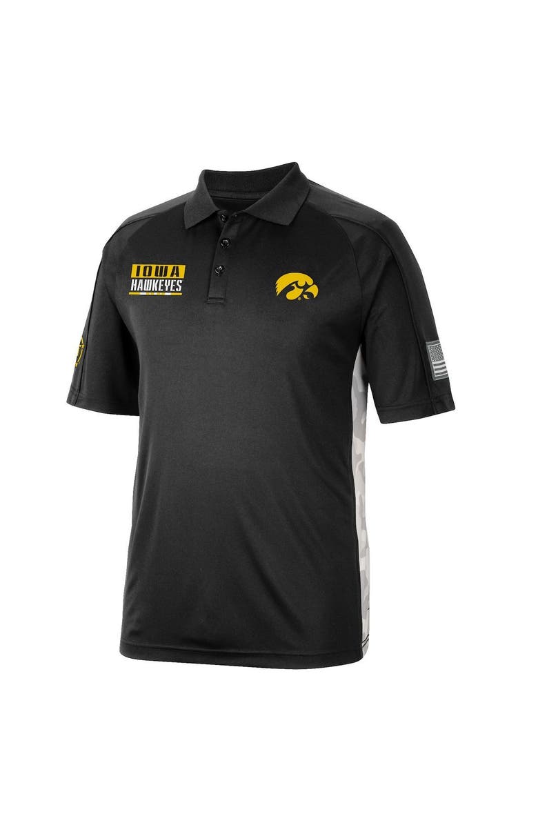 COLOSSEUM Men's Colosseum Black Iowa Hawkeyes OHT Military Appreciation Snow Camo Polo, Alternate, color, Black