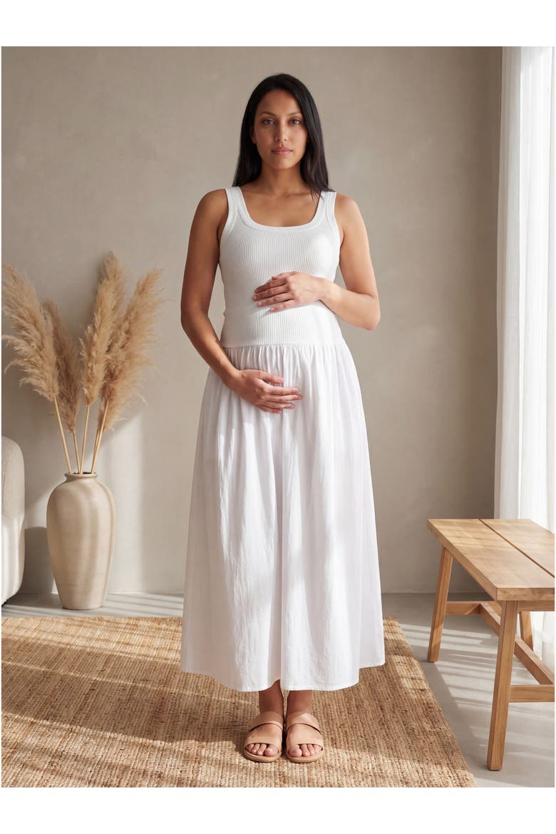 Maternity Essential Sleeveless Scoop Neck A-Line Pocket Maxi Dress, Alternate, color, Black