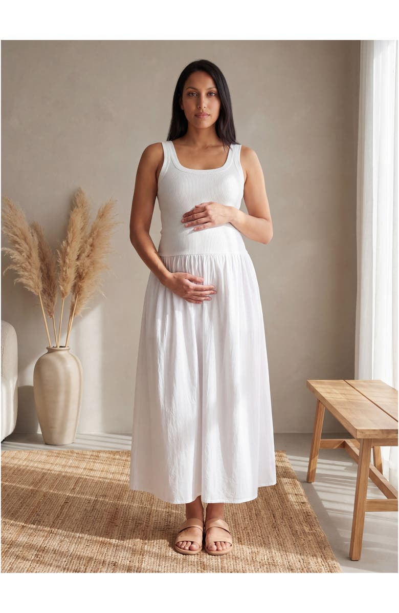 24seven Comfort Apparel Maternity Essential Sleeveless Scoop Neck A-Line Pocket Maxi Dress, Alternate, color, Black