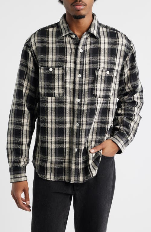 Edwin Plaid Cotton Button-up Work Shirt In Black
