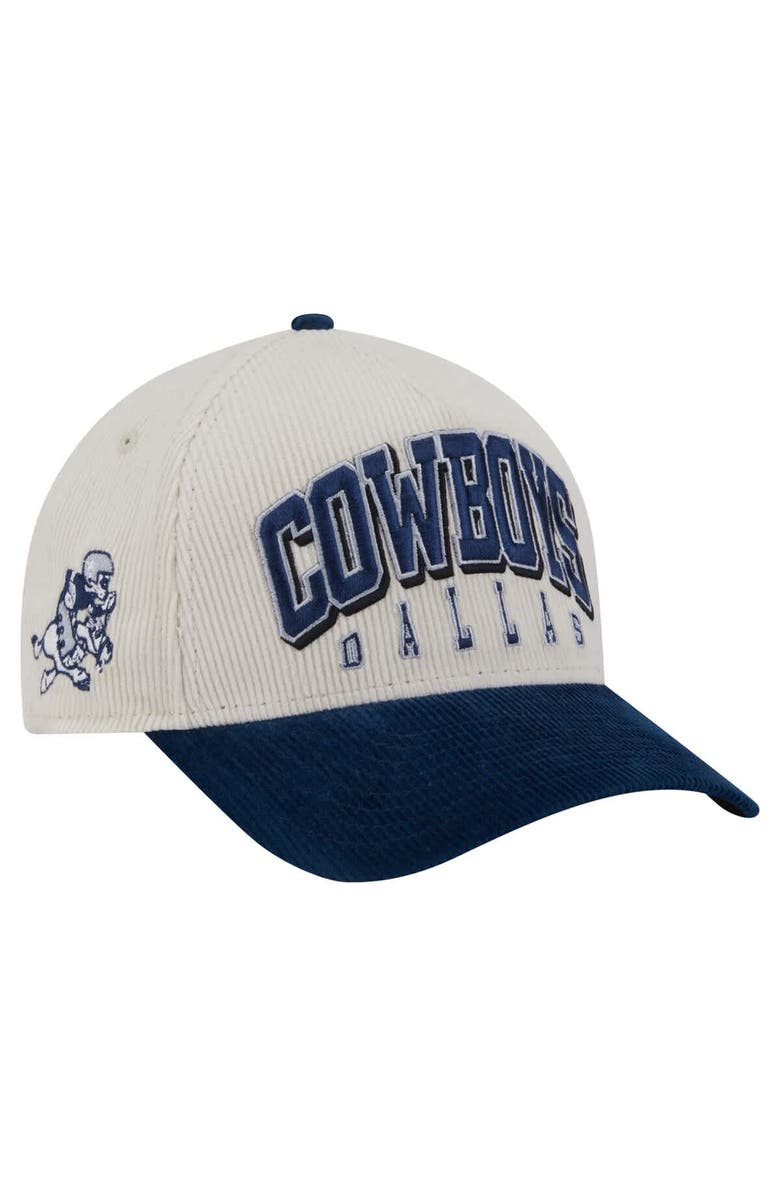 New Era Men's New Era Cream/Navy Dallas Cowboys Sided Corduroy 9FORTY A-Frame Adjustable Hat, Main, color, 