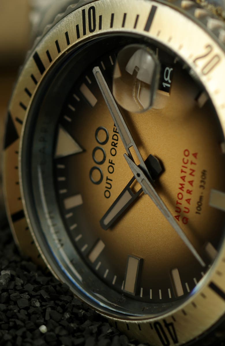 OUT OF ORDER Automatico Quaranta Sand Bracelet Watch, 40mm, Alternate, color, Black/ Gold