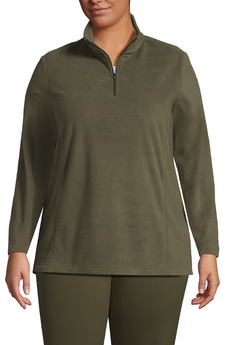Lands' End Anyweather Fleece Quarter Zip Pullover, Main, color, Forest Moss