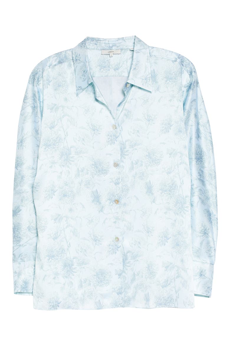 Dahlia Floral Print Silk Shirt, Alternate, color, MINT