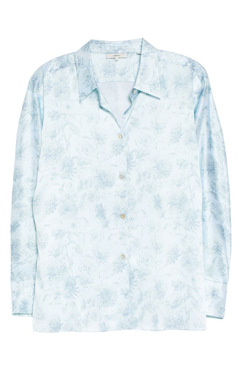 Vince Dahlia Floral Print Silk Shirt, Alternate, color, Mint