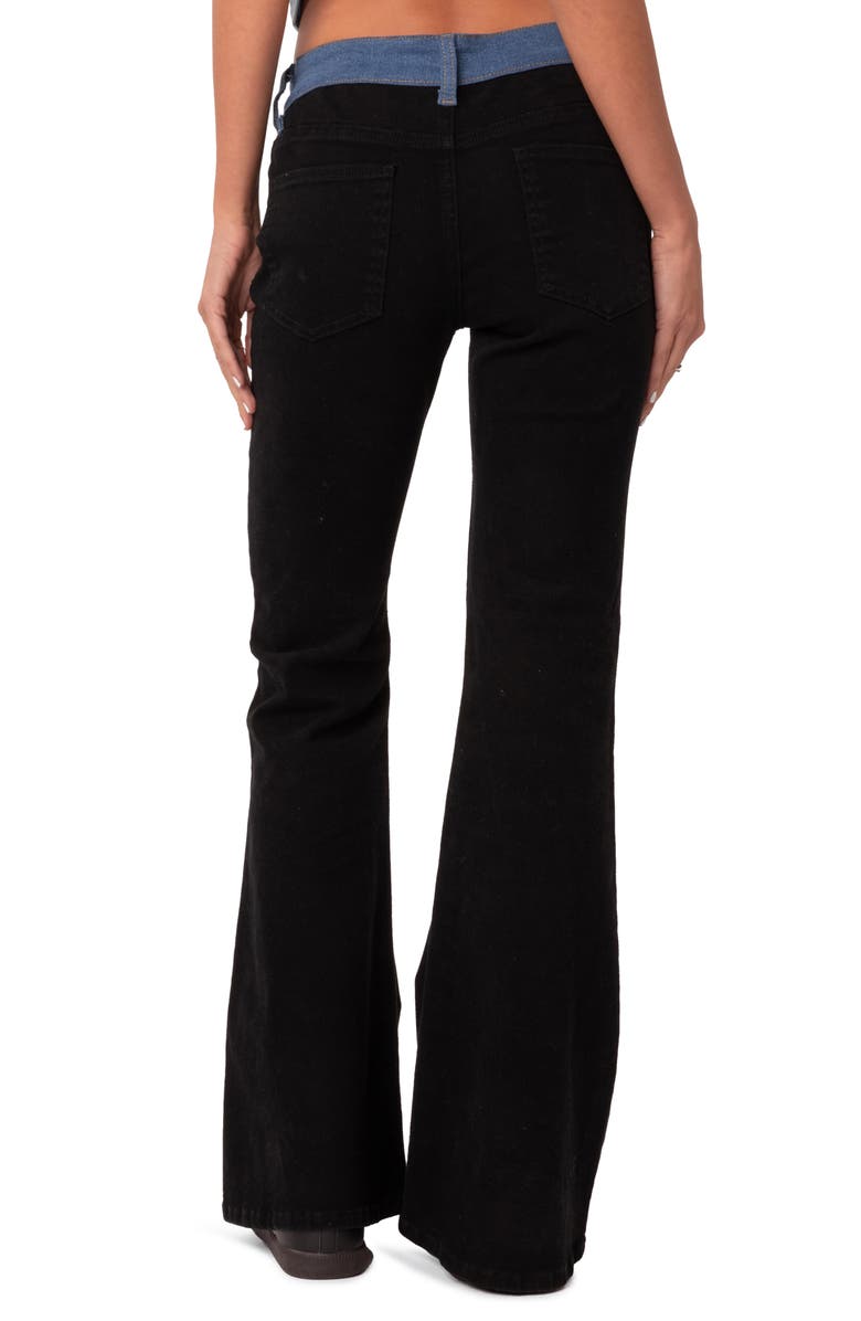 EDIKTED Contrast Waist Flare Leg Jeans, Alternate, color,
