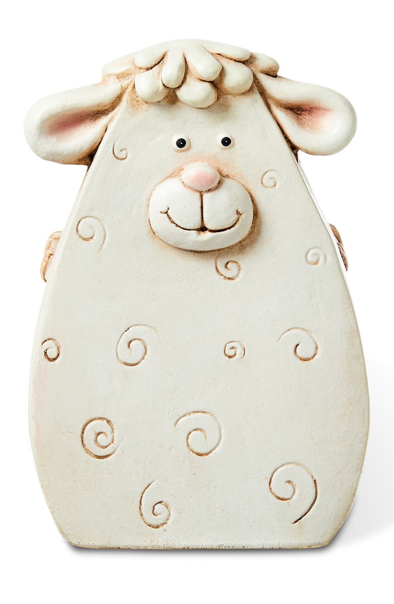 Glitzhome 12.5"H MGO Cute Sheep Statue Planter, Alternate, color, White