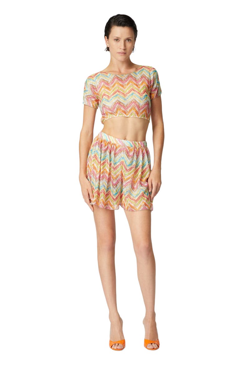 Printed Tulle Crop Top, Alternate, color, Multicoloured