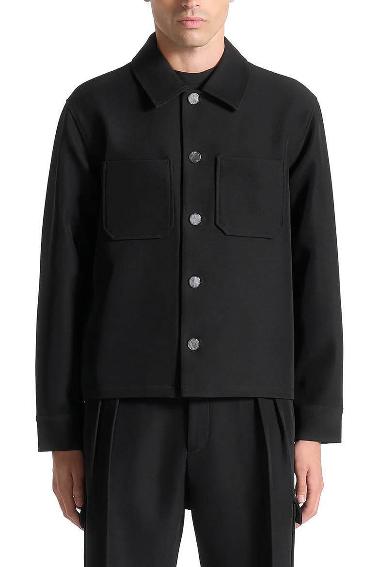 Benoit Twill Pocket Cropped Shirt, Main, color, Black