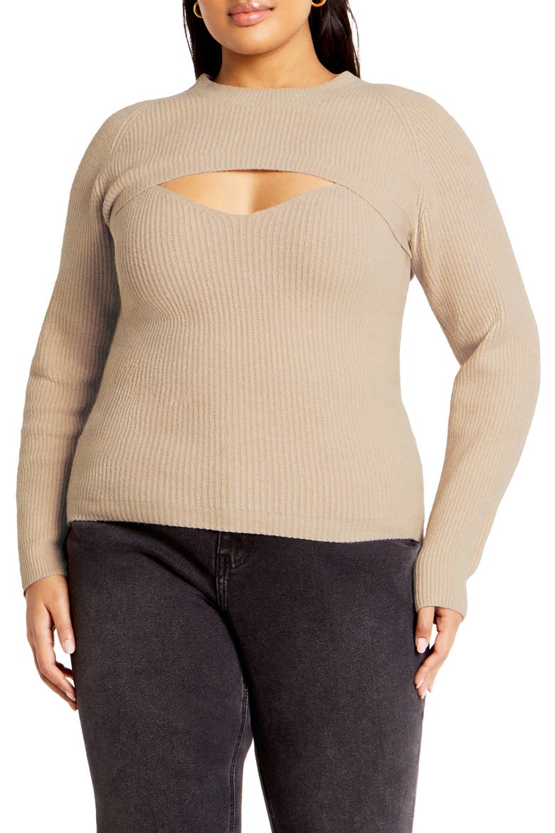Haisley Cutout Camisole & Bolero Set, Main, color, TAUPE