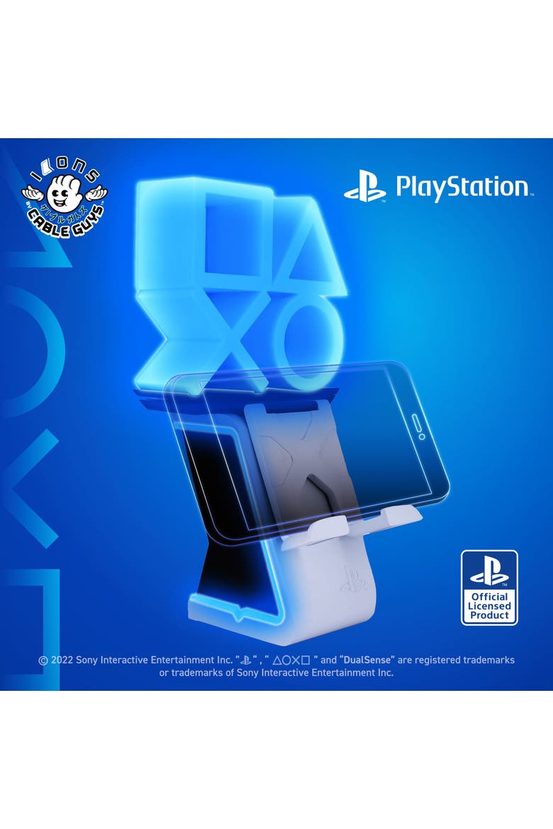 Cable Guys Led Ikons Playstation Logo Charging Phone & Controller Holder, Alternate, color, Multicolored