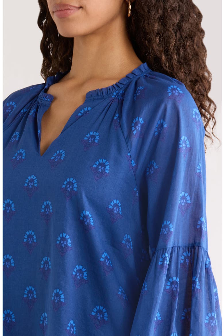 Briza Medallion Print Long Sleeve Minidress, Alternate, color, TEAL-BLUE