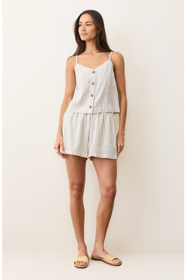 Allison Stripe Hemp Blend Shorts, Alternate, color, CREAM/ NAVY STRIPE
