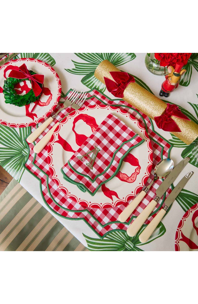 Mrs. Alice Felix Red & Green Gingham Napkins, Alternate, color, Red