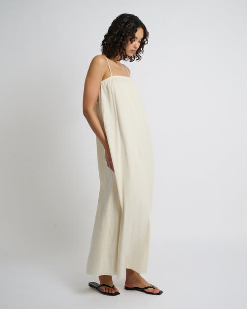 Onia Crinkle Gauze Maxi Dress In Egret