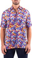 Maceoo Galileo Resistance Umbrella Print Short Sleeve Button-Up Shirt