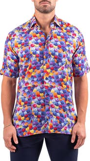 Maceoo Galileo Resistance Umbrella Print Short Sleeve Button-Up Shirt