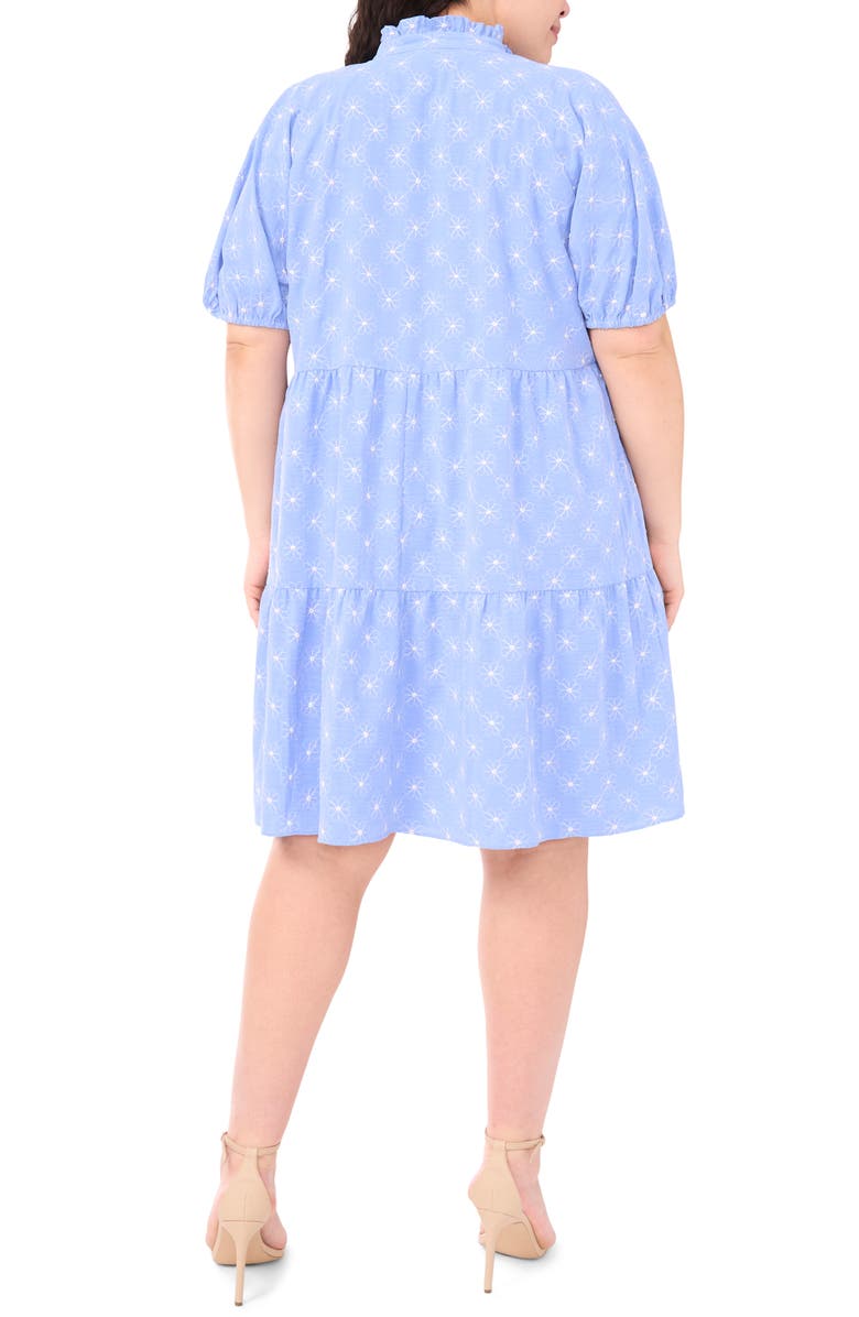 CeCe Puff Sleeve Ruffle Hem Dress, Alternate, color, Blue Spritz