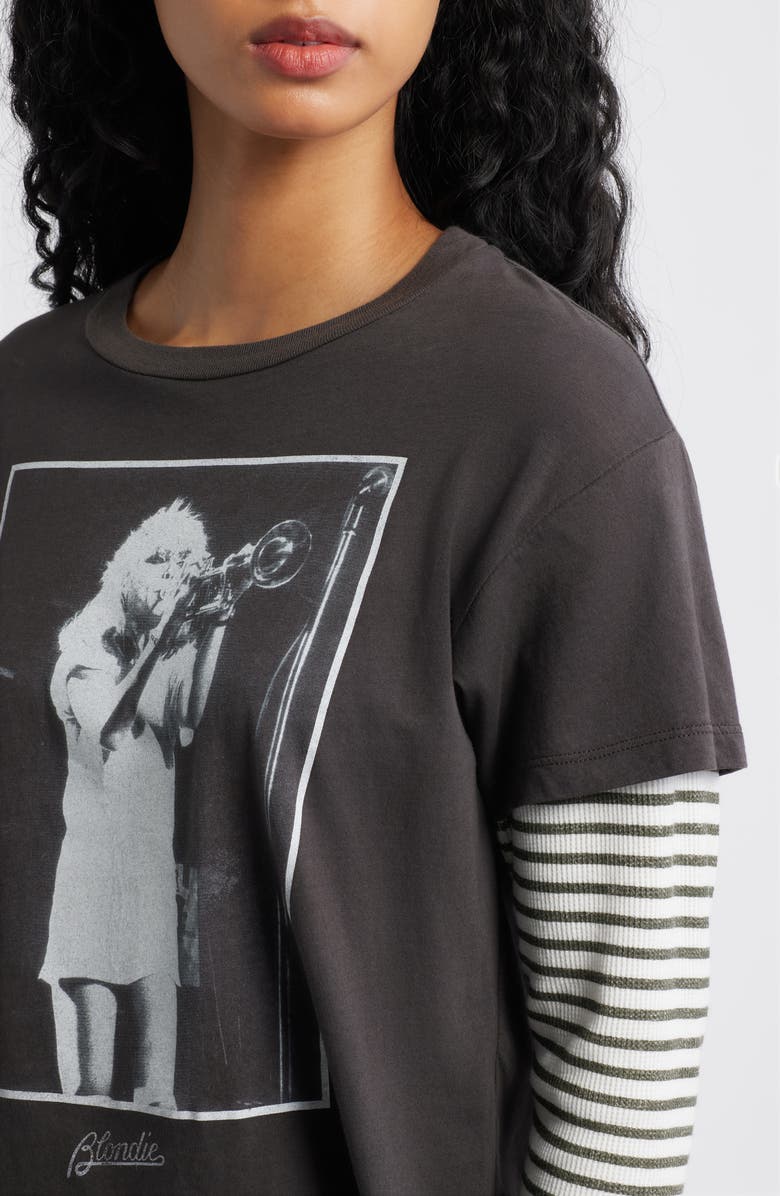 Daydreamer Blondie Debbie Trumpet Photo Cotton Graphic T-Shirt, Alternate, color, Washed Black
