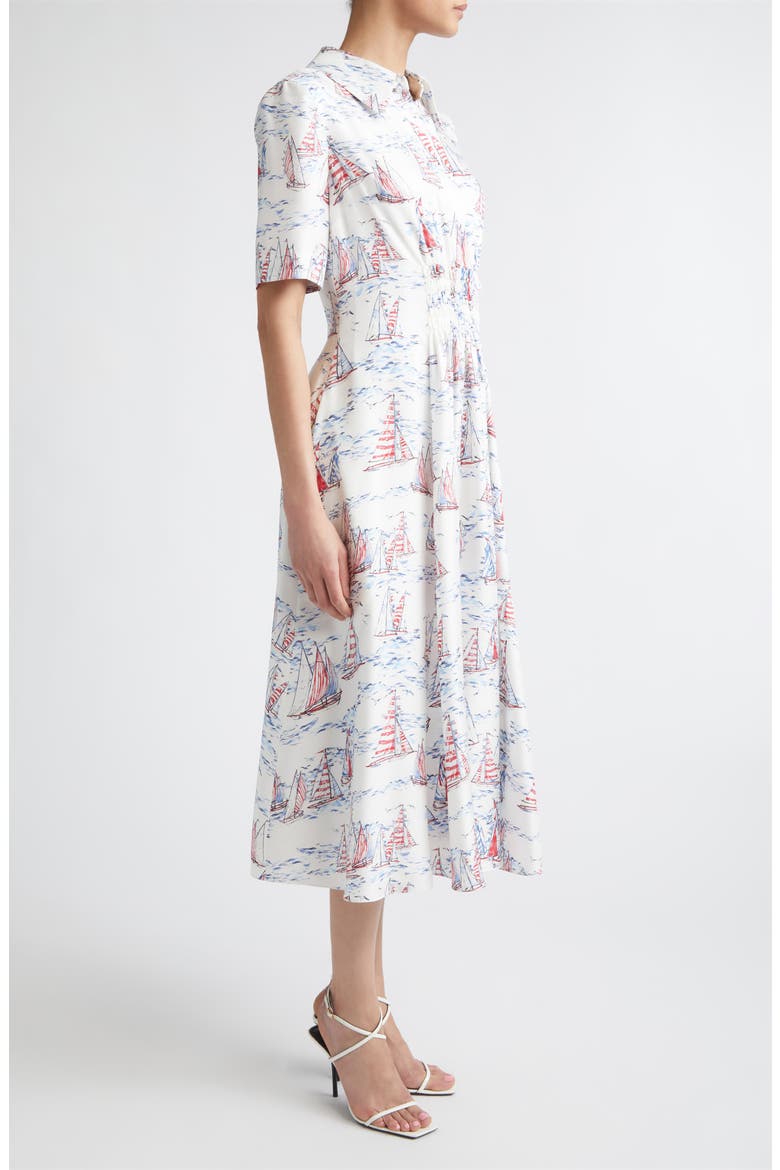 Khloe Print Silk Midi Shirtdress, Alternate, color, BOAT PRINT