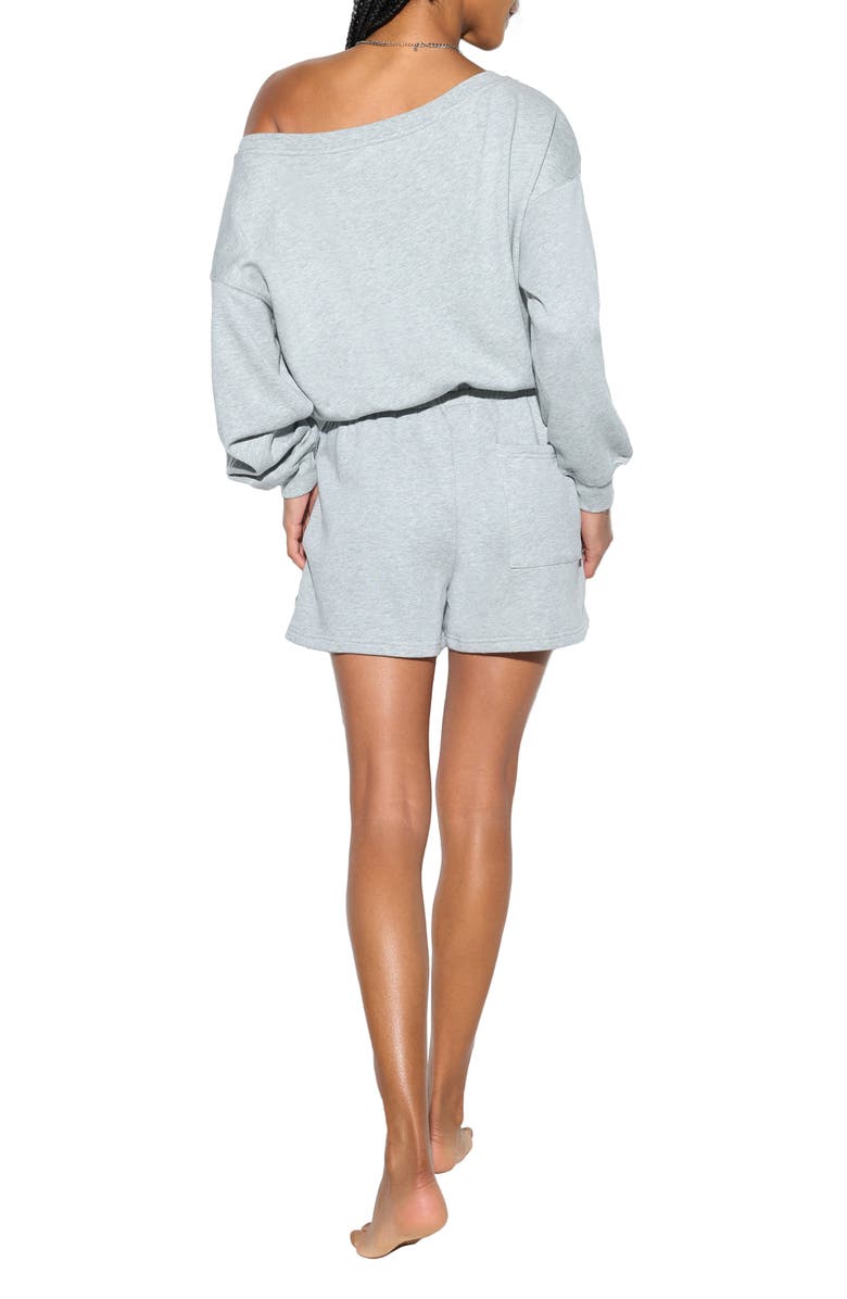 Spiritual Gangster La Vida Long Sleeves Cotton Blend French Terry Romper, Alternate, color, Heather Grey