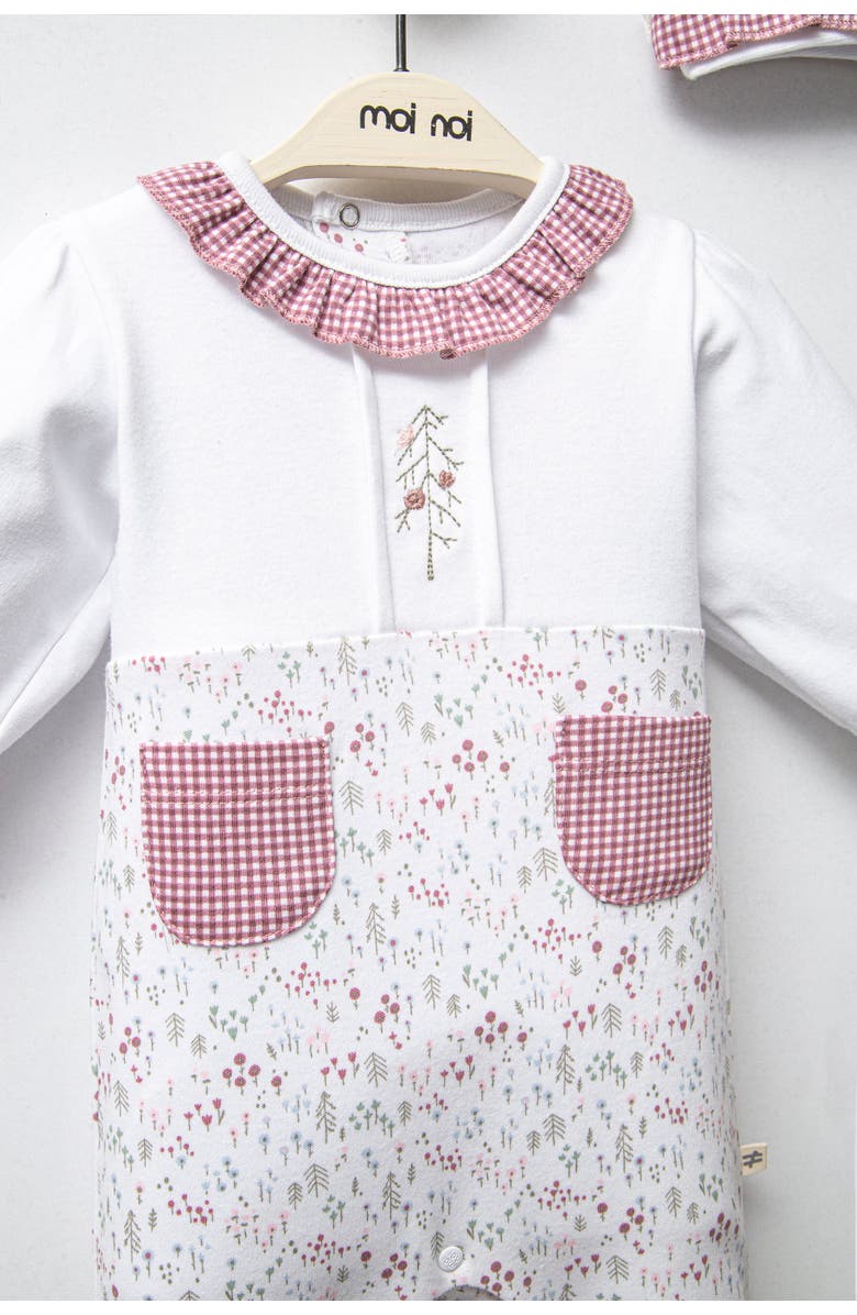 moi noi Gingham Flower Ruffle Set, Alternate, color, Pink