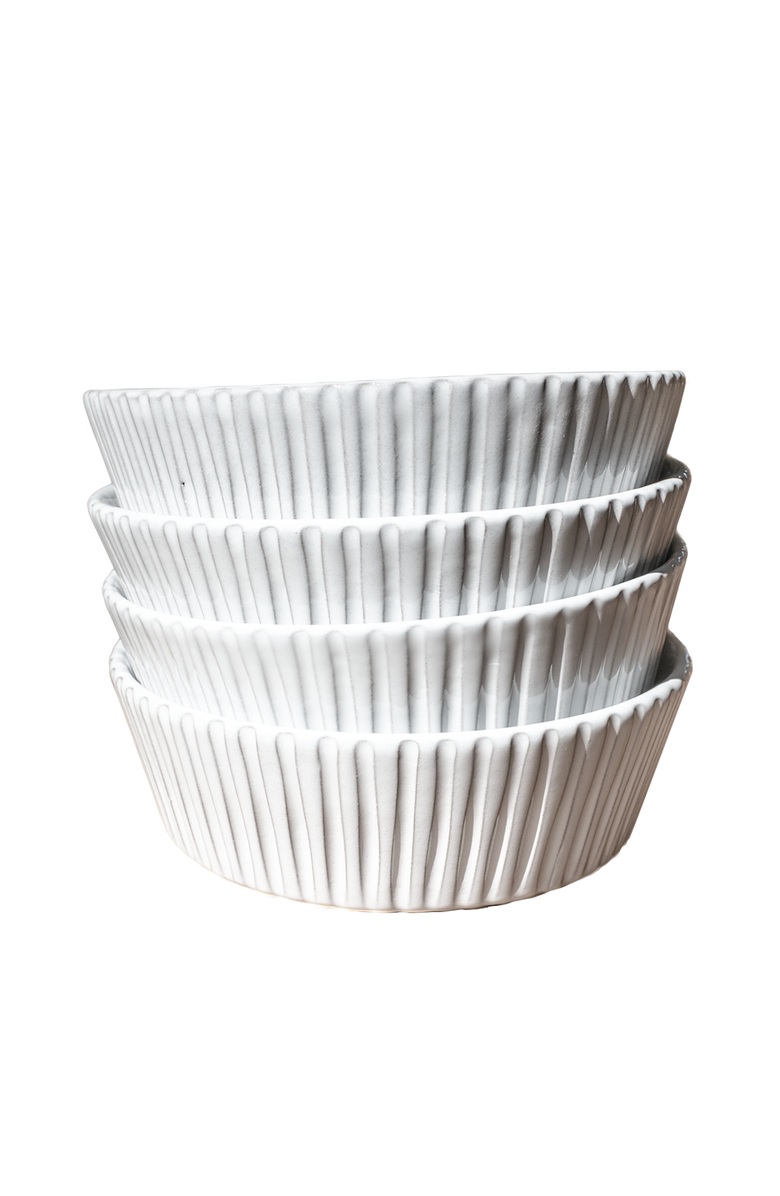 Une Vie Nomade Lines Pasta Bowl Set of 4, Main, color, Milk White