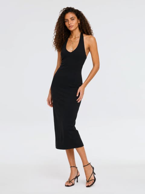Orion Halter Neck Cotton Bodycon Midi Dress