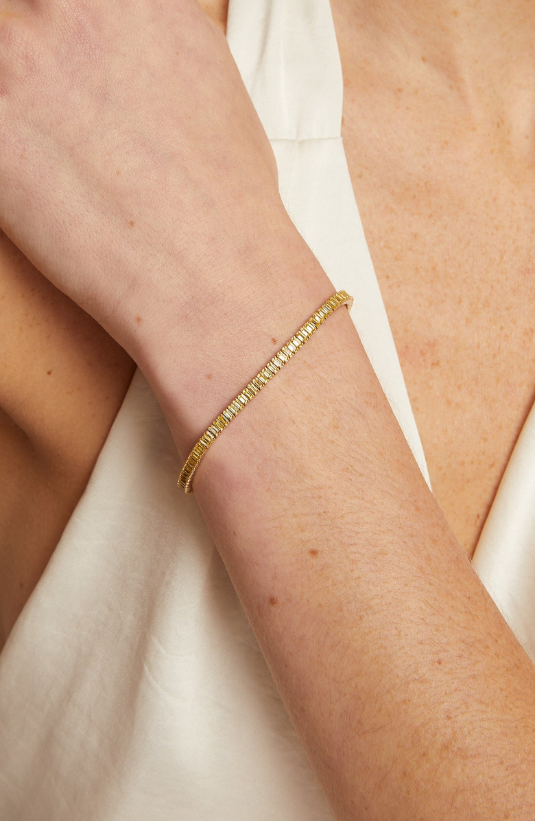 Aurate New York Lab Grown Citrine Baguette Tennis Bracelet, Alternate, color, Citrine