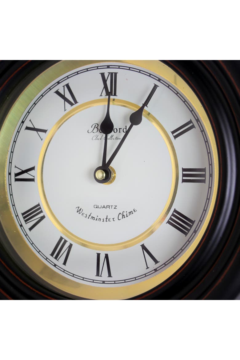 16.5in Contemporary Round Wall Clock with Pendulum, Alternate, color, Black