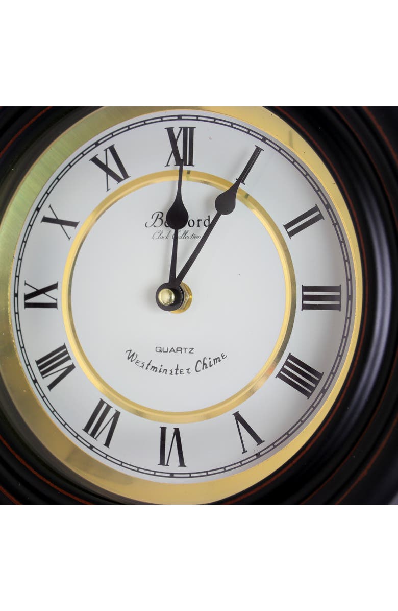 Bedford Clock Collection 16.5in Contemporary Round Wall Clock with Pendulum, Alternate, color, Black