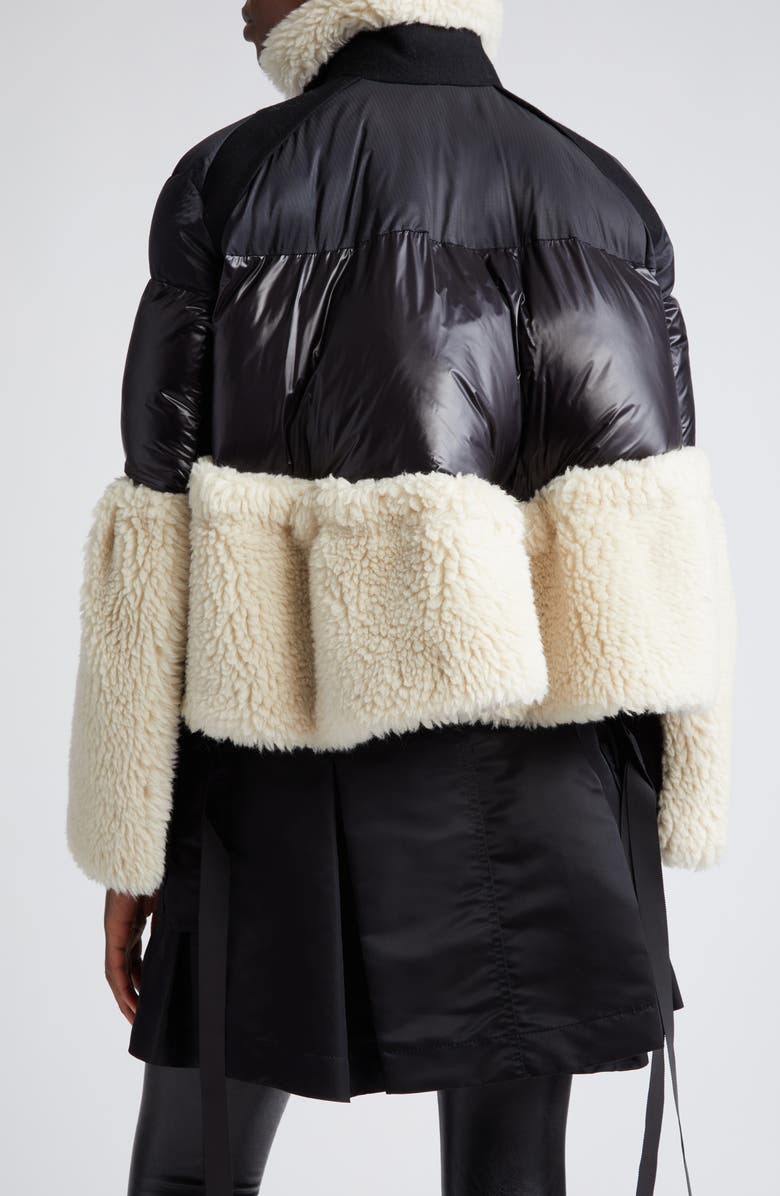 Sacai Faux Shearling & Nylon Padded Blouson Jacket, Alternate, color,