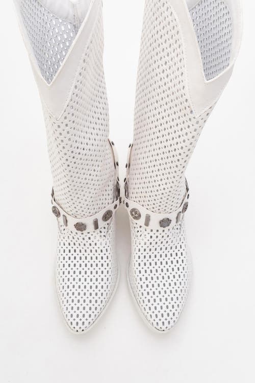 Prologue Shoes Lumen Block Heel Western Boot In White