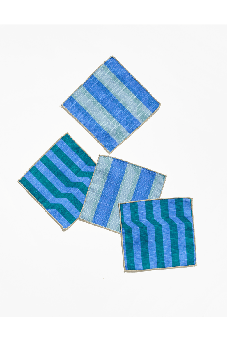 Stripe Cocktail Napkins Set of 4, Main, color, MARINE