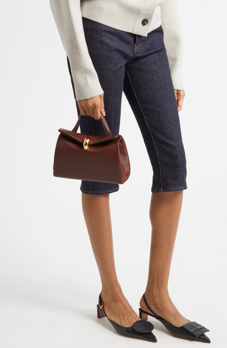 Jacquemus Le Petit Valerie Leather Top Handle Bag, Alternate, color, Brown 850