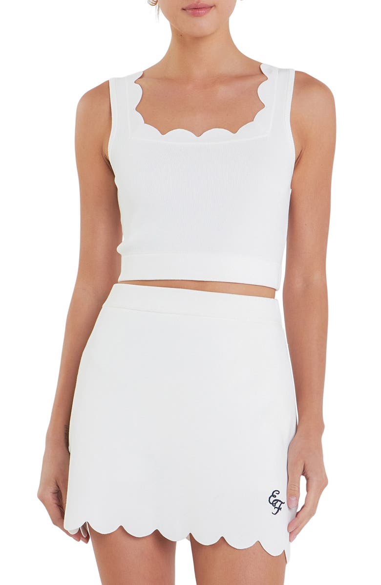 English Factory Sports Club Scallop Trim Crop Tank, Main, color, 