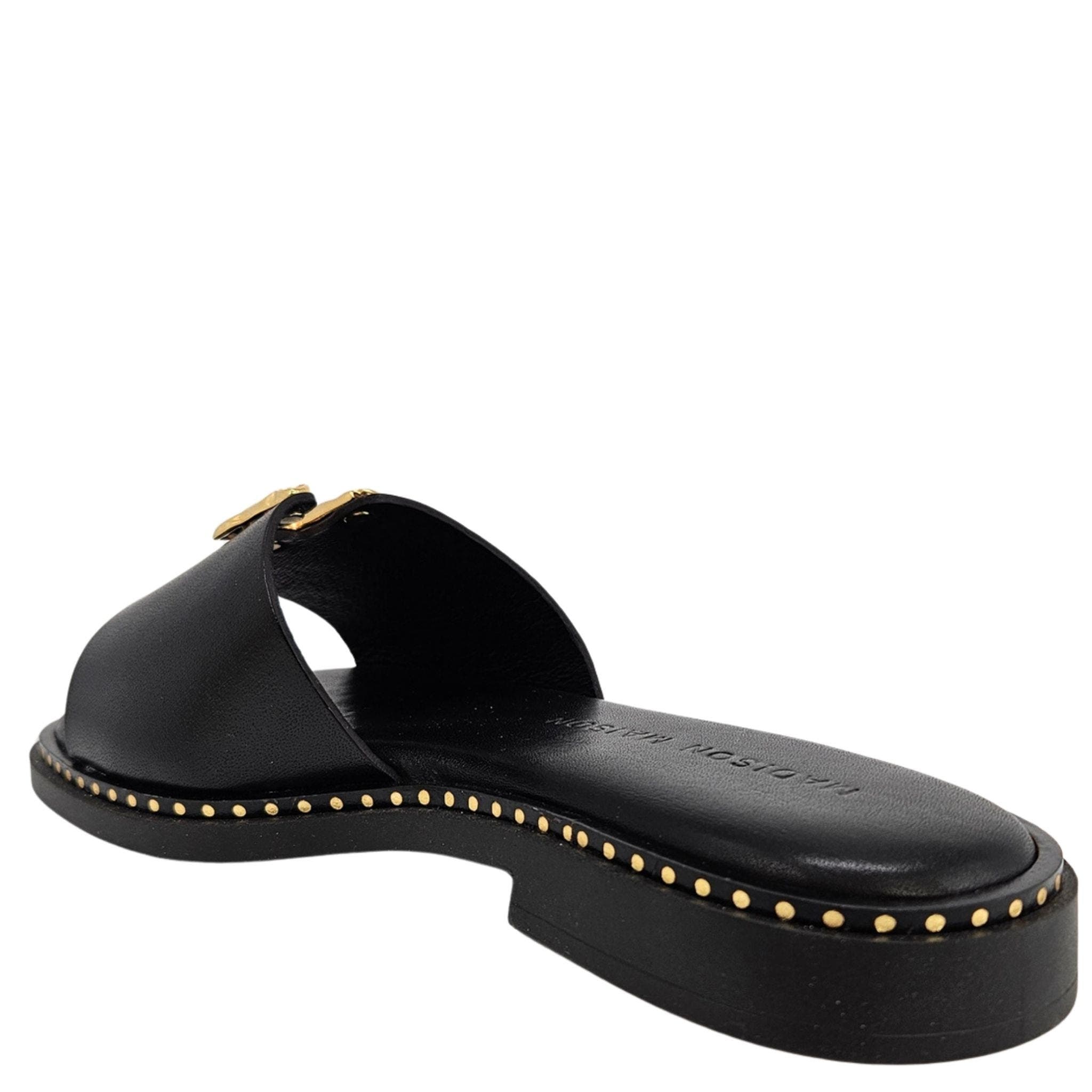 Madison Maison Leather Hammered Hardware Sandal, Alternate, color, Black