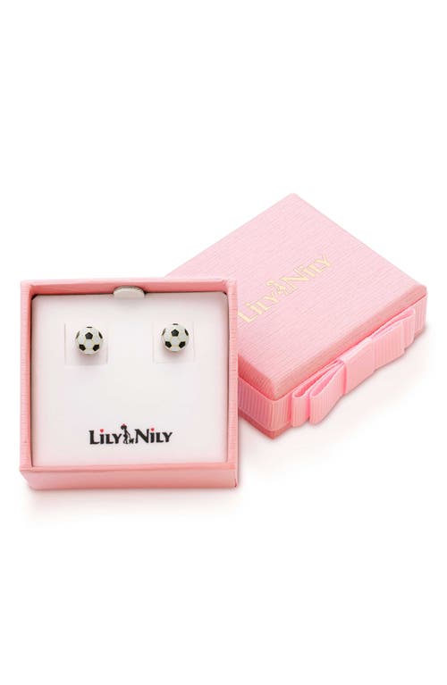 Lily Nily Kids' 3d Soccer Ball Stud Earrings In Black